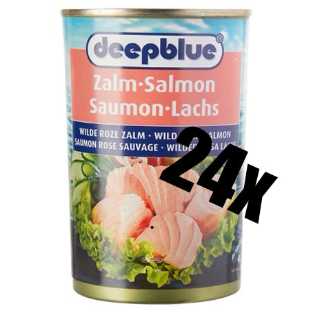 Noodpakket Zalm – Deep Blue Roze Zalm 418g (24 Blikken) | Lang houdbaar & premium kwaliteit - conservenshop.nl